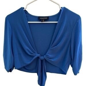 Perceptions tie front 3/4 sleeve shrug